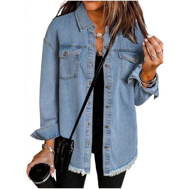 What should I wear tomorrow?💕Women's Raw Edge Ripped Denim Jacket