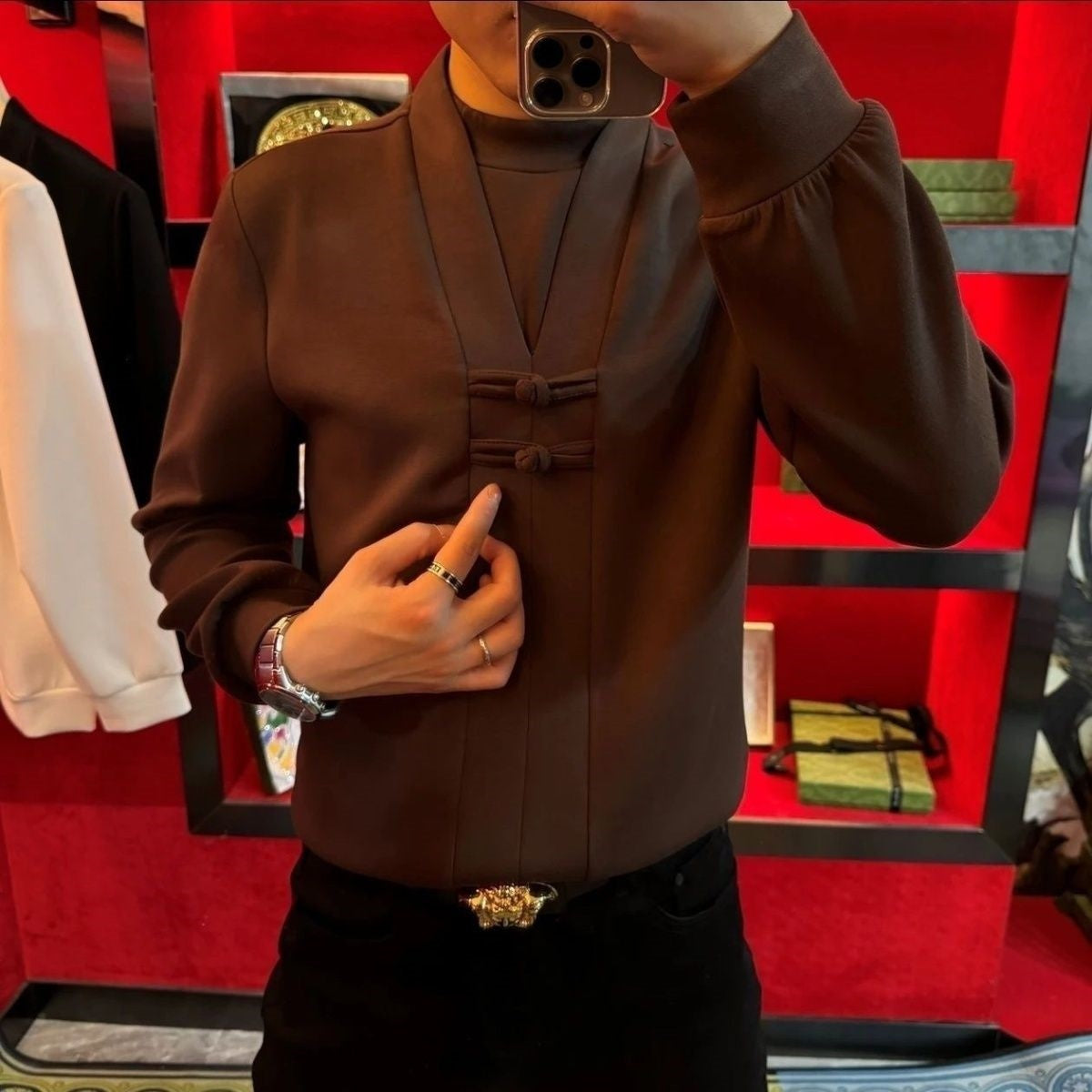 🔥🔥Men's Faux Two Piece Long Sleeve Top