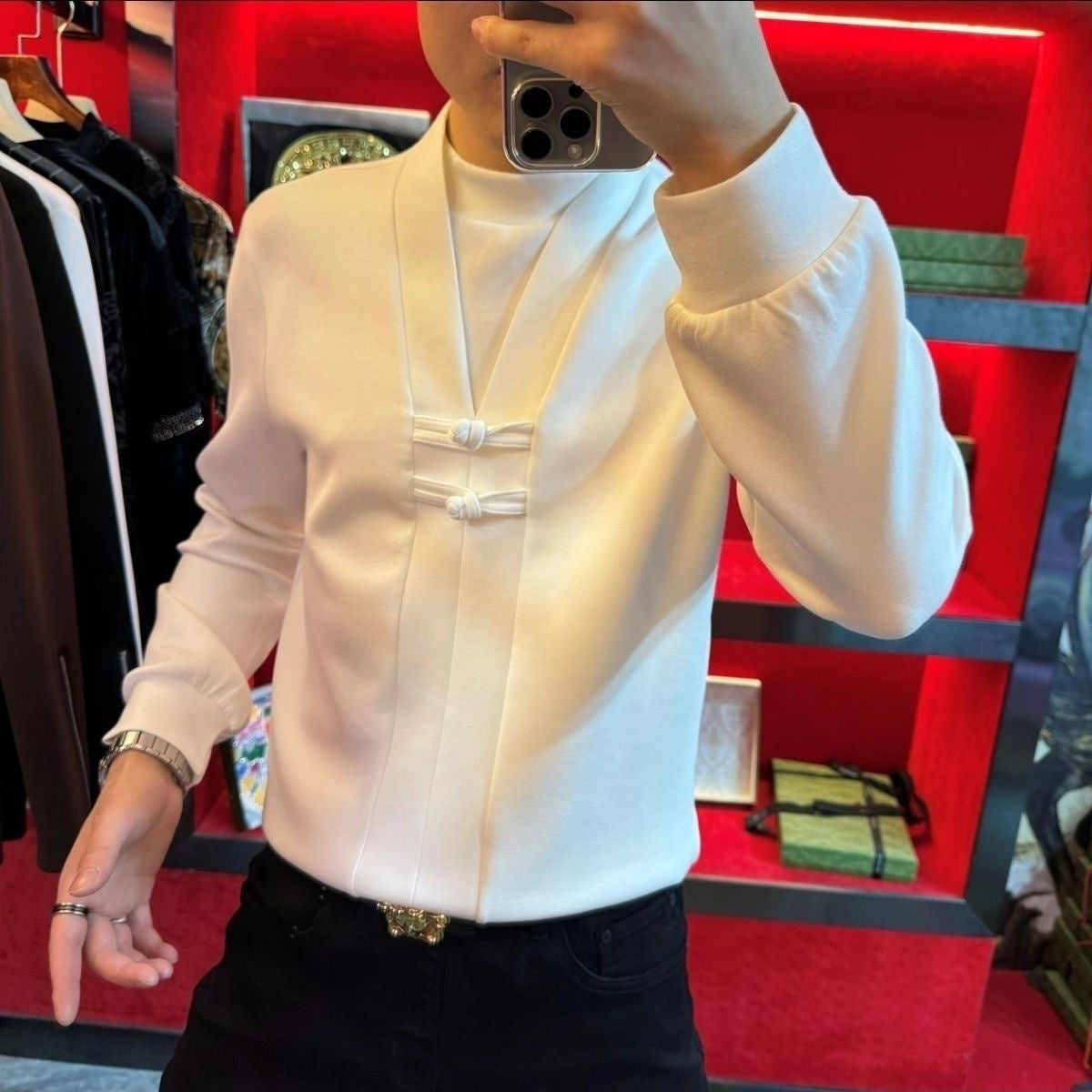 🔥🔥Men's Faux Two Piece Long Sleeve Top