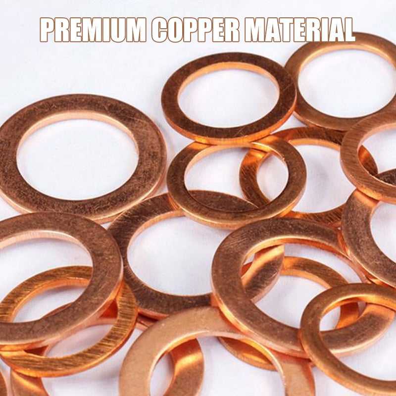 📀100/200 PCS Copper Flat Washer Assortment Kit