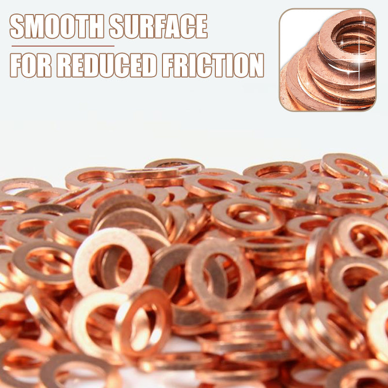📀100/200 PCS Copper Flat Washer Assortment Kit