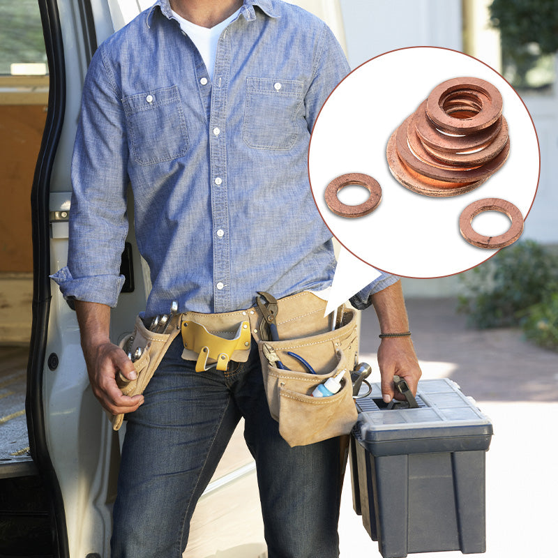 📀100/200 PCS Copper Flat Washer Assortment Kit