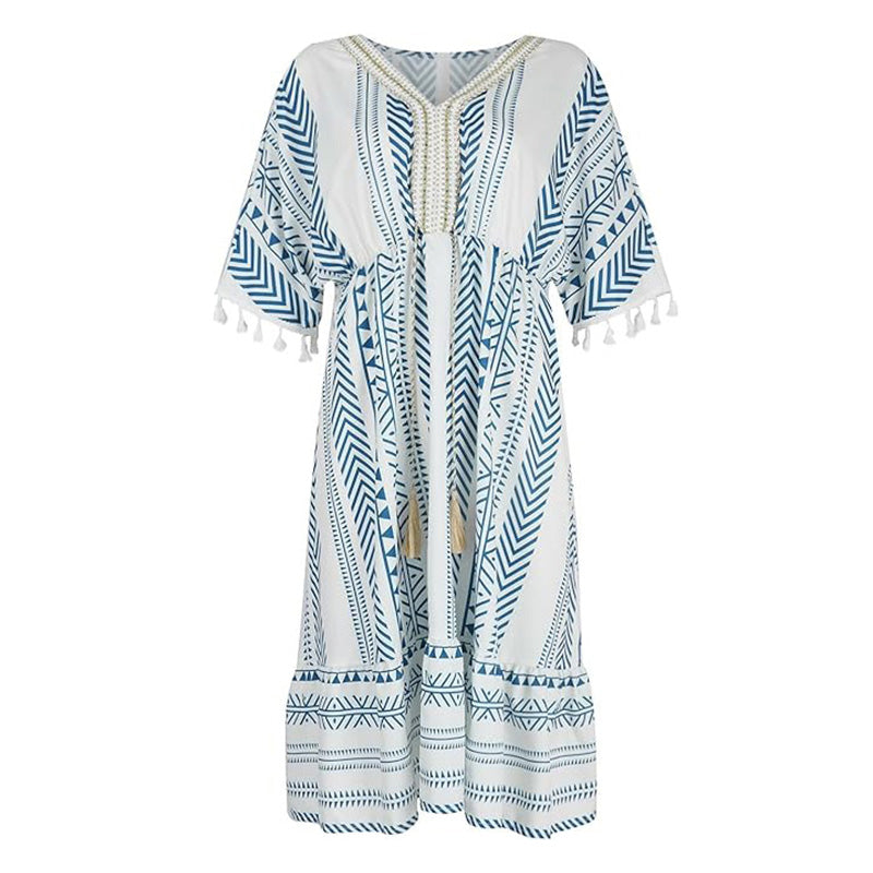 💃Big price reduction! 💝2025 Ethnic New Style Casual printed V-neck dress