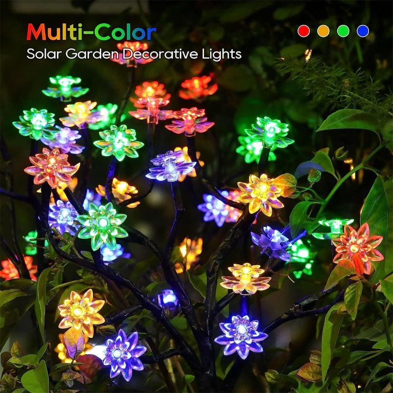 🔥LIMITED SALE 50% OFF🔥Outdoor Waterproof Cherry Blossom Multicolor Solar Garden Lights