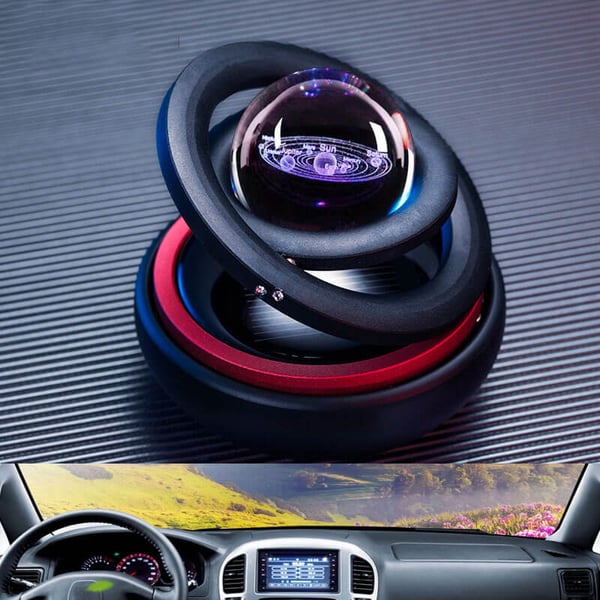 🔥LIMITED SALE 50% OFF🔥Solar Rotating Double Ring Suspension Car Aromatherapy Ornament