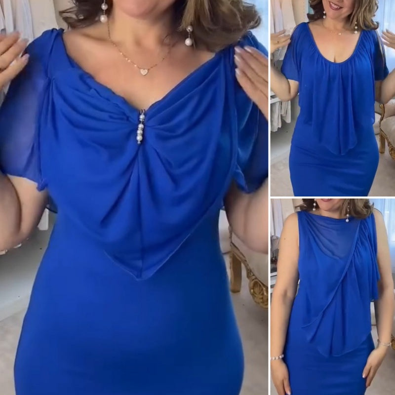 💙Spring Specials💙 Women's Multi-Wear Solid Color Deep V-Neck Chiffon Casual Dresses