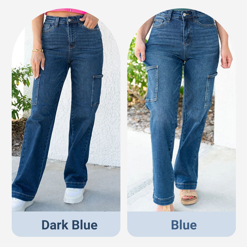 💕Spring New💕High Rise Cargo Wide-Leg Stretch Jeans for Women