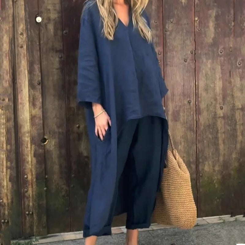 🌸🔥Big price reduction🔥Women's Summer Loose Pocket V-Neck 2-Piece Set