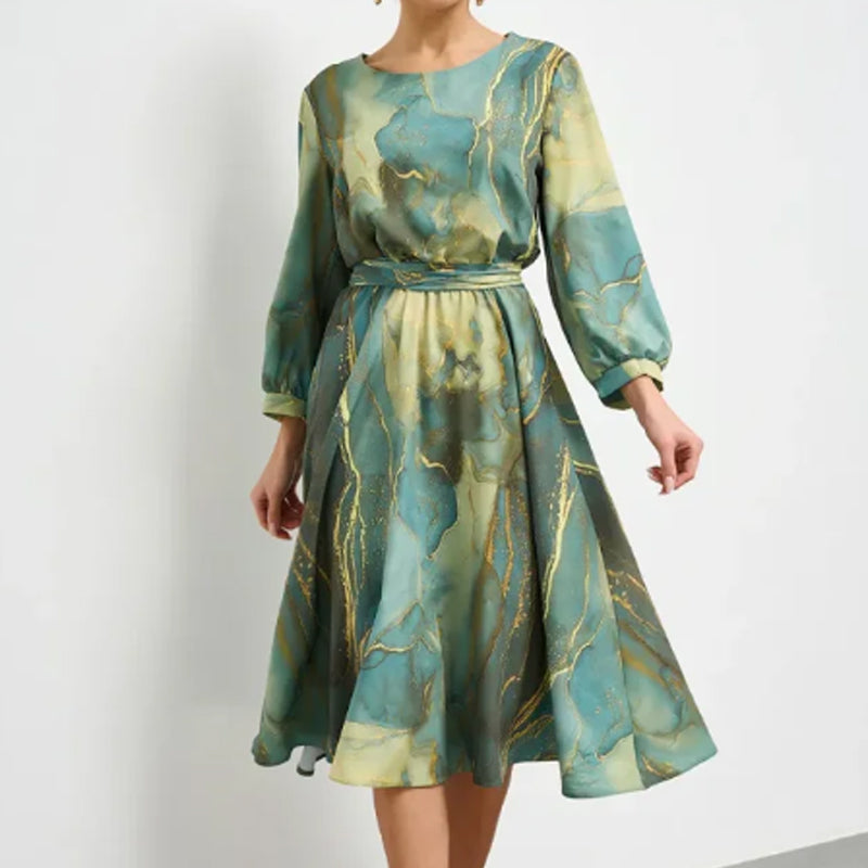 🌷Limited Time Offer 50% OFF🌷Women's Long Sleeve Fashion Printed Waist Dresses