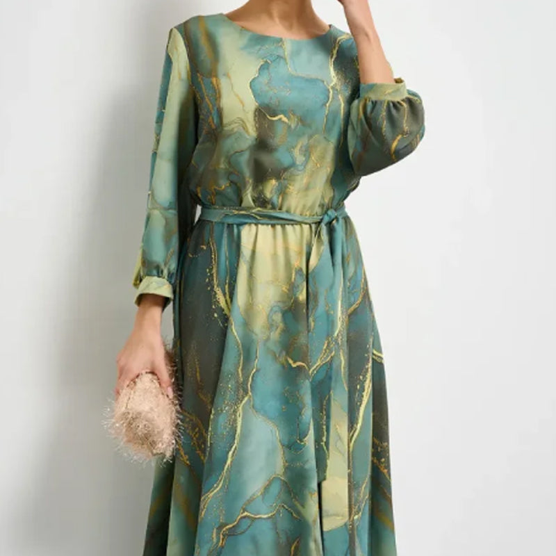 🌷Limited Time Offer 50% OFF🌷Women's Long Sleeve Fashion Printed Waist Dresses