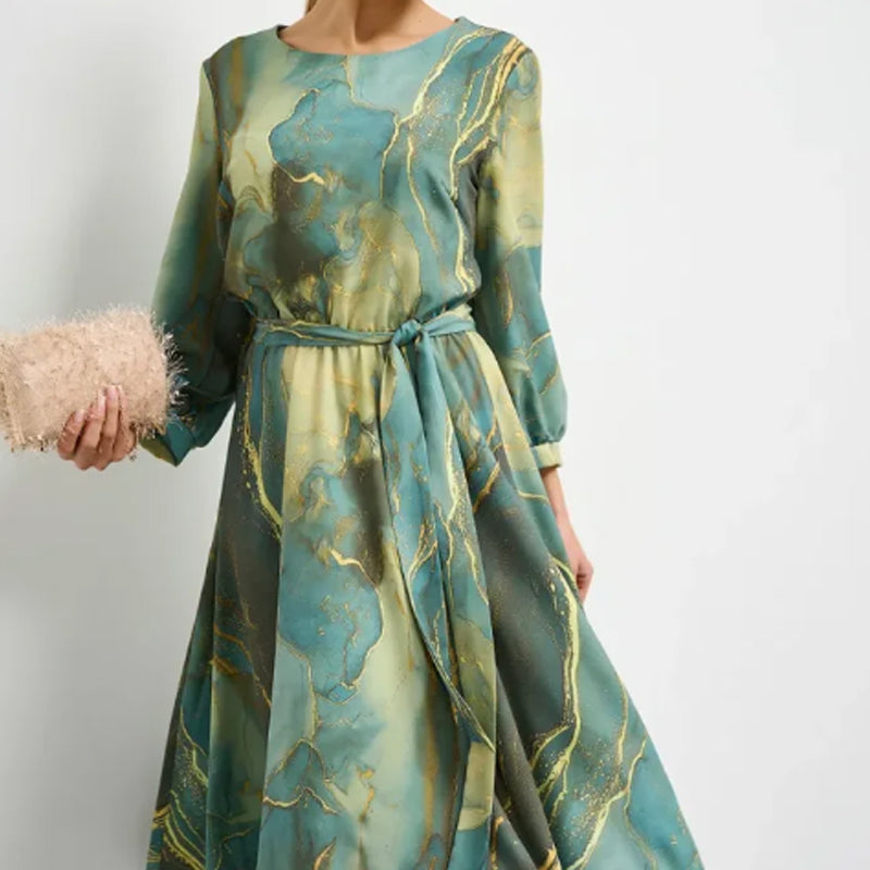 🌷Limited Time Offer 50% OFF🌷Women's Long Sleeve Fashion Printed Waist Dresses