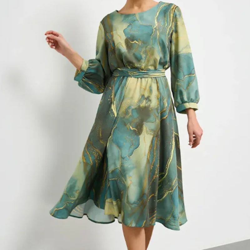 🌷Limited Time Offer 50% OFF🌷Women's Long Sleeve Fashion Printed Waist Dresses