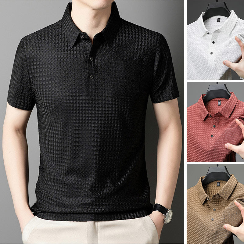 🔥Men’s Textured Short-Sleeve Shirt🌬️ Comfortable and Breathable, Stylish Texture, Perfect for Business and Casual Wear!