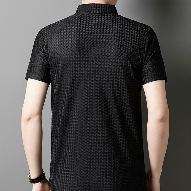🔥Men’s Textured Short-Sleeve Shirt🌬️ Comfortable and Breathable, Stylish Texture, Perfect for Business and Casual Wear!