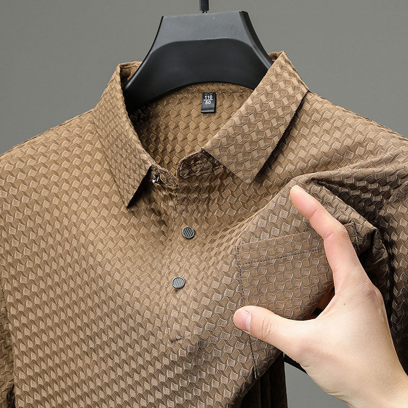 🔥Men’s Textured Short-Sleeve Shirt🌬️ Comfortable and Breathable, Stylish Texture, Perfect for Business and Casual Wear!