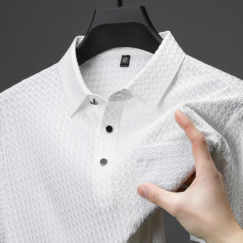 🔥Men’s Textured Short-Sleeve Shirt🌬️ Comfortable and Breathable, Stylish Texture, Perfect for Business and Casual Wear!