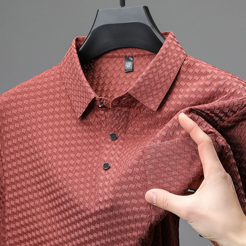 🔥Men’s Textured Short-Sleeve Shirt🌬️ Comfortable and Breathable, Stylish Texture, Perfect for Business and Casual Wear!