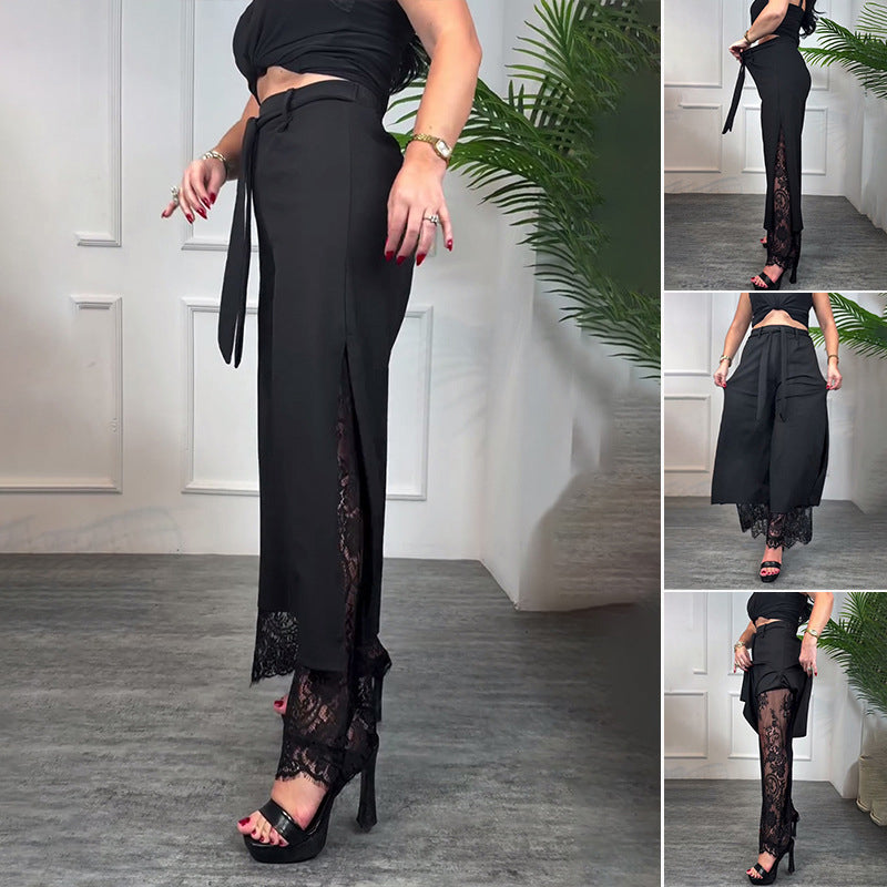 ⏳ Limited time 50% off! 💥Sexy Lace Lined Wide Leg Pants(The more you buy, the higher the discount)