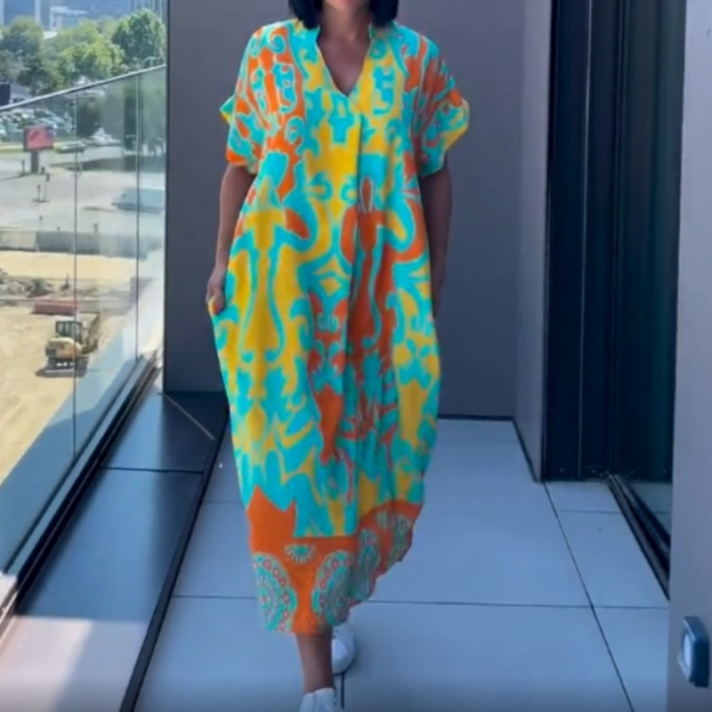💜Limited Sale 50% OFF 👗Women's Casual Elegant Printed V-Neck Dress