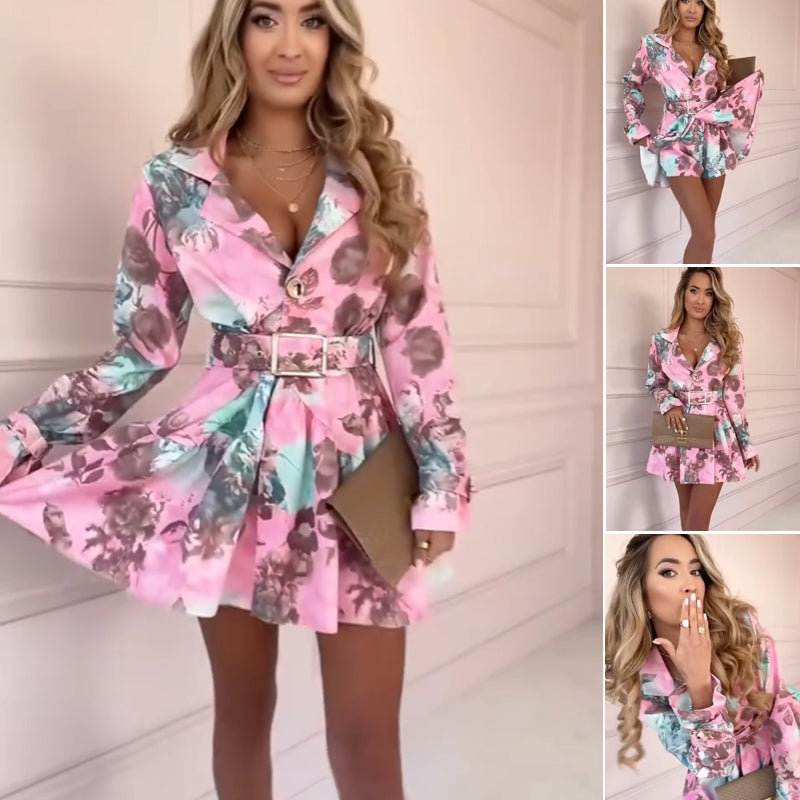 📣Big price reduction🔥Women's Fashion Floral Waisted Long Sleeve Dresses