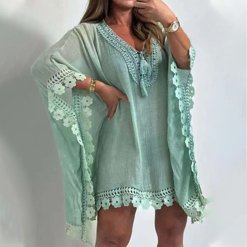 💖50% OFF💖Women's V-Neck Solid Color Mini Dress