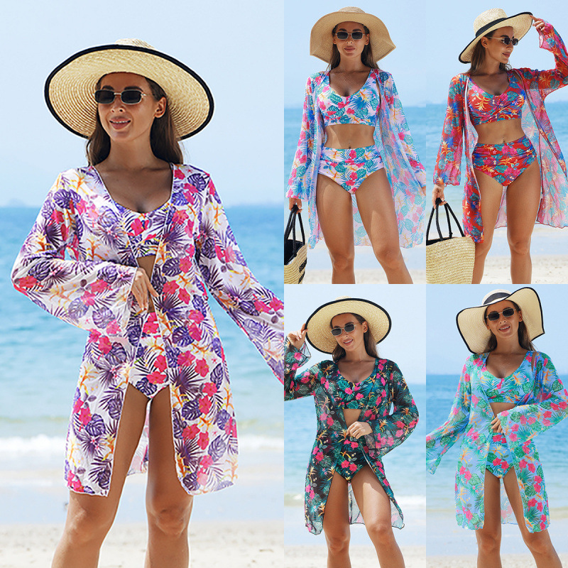 🏖️Summer Hot Sale 65% OFF🌼Women's Fashion Multicolor Printed Bikini Swimsuit 3 Piece Set
