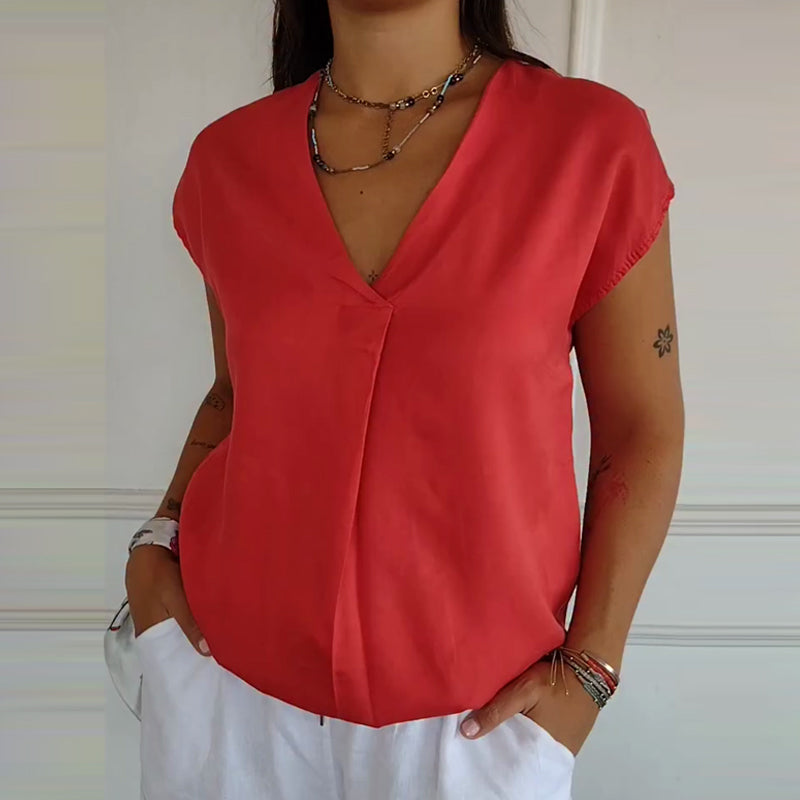 🔥Big price reduction🌺Women’s Solid Color V-Neck Dolman Sleeve Top
