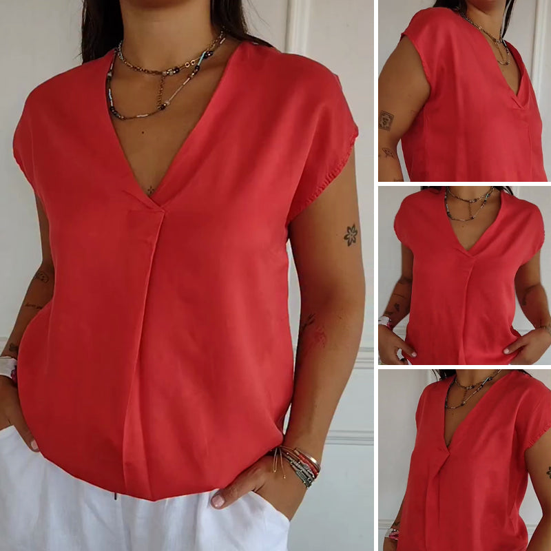 🔥Big price reduction🌺Women’s Solid Color V-Neck Dolman Sleeve Top