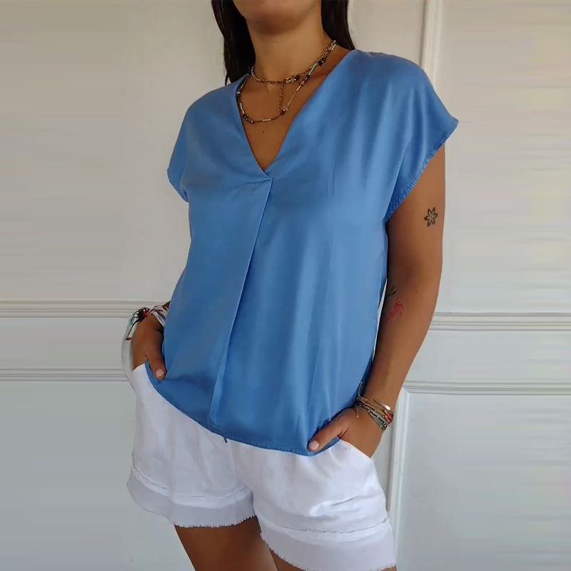 🔥Big price reduction🌺Women’s Solid Color V-Neck Dolman Sleeve Top