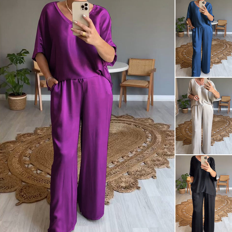 ⏳Time-limited Special⏰Loose Satin Women's Top & Pants Set