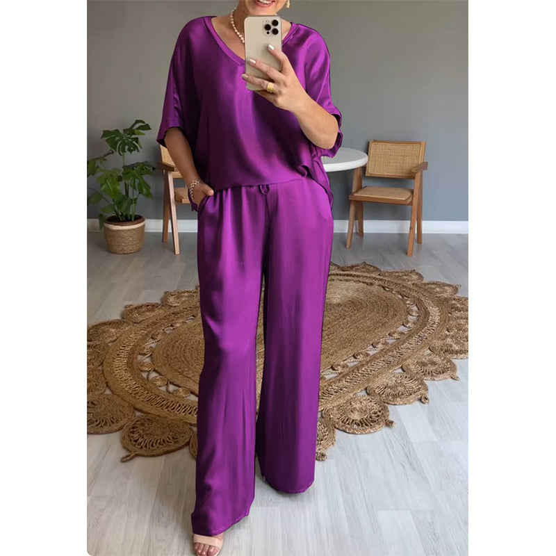 ⏳Time-limited Special⏰Loose Satin Women's Top & Pants Set