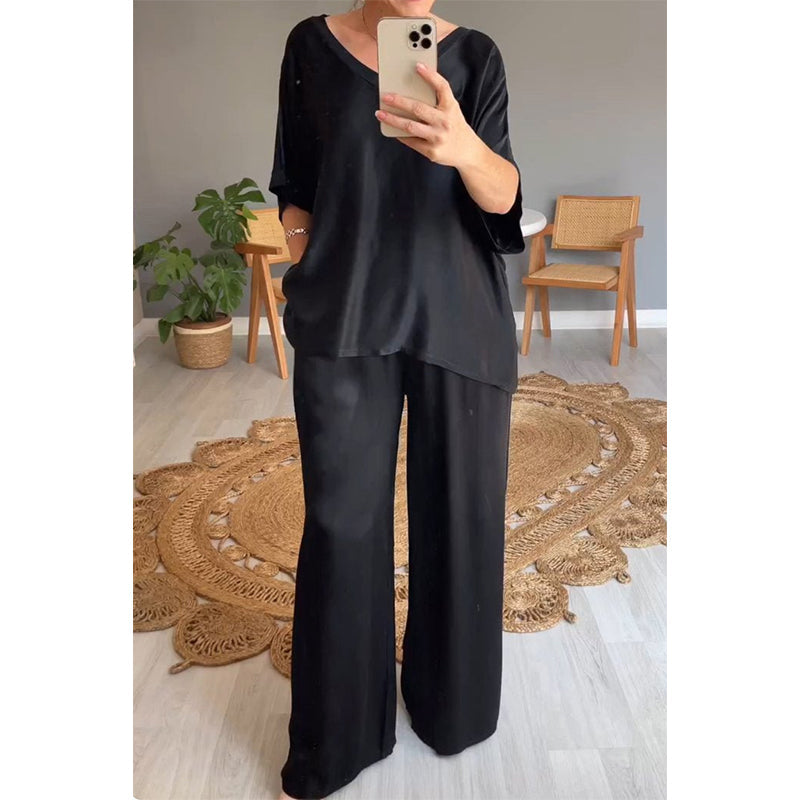 ⏳Time-limited Special⏰Loose Satin Women's Top & Pants Set