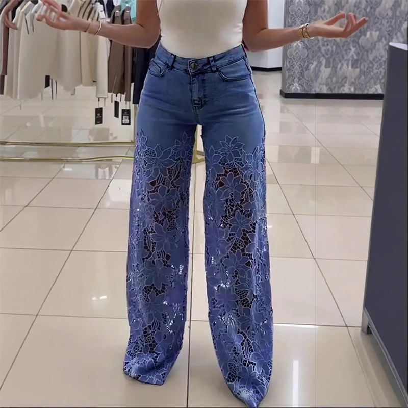 ⏳Time-limited Special⏰Fashion Lace Patchwork Denim Jeans