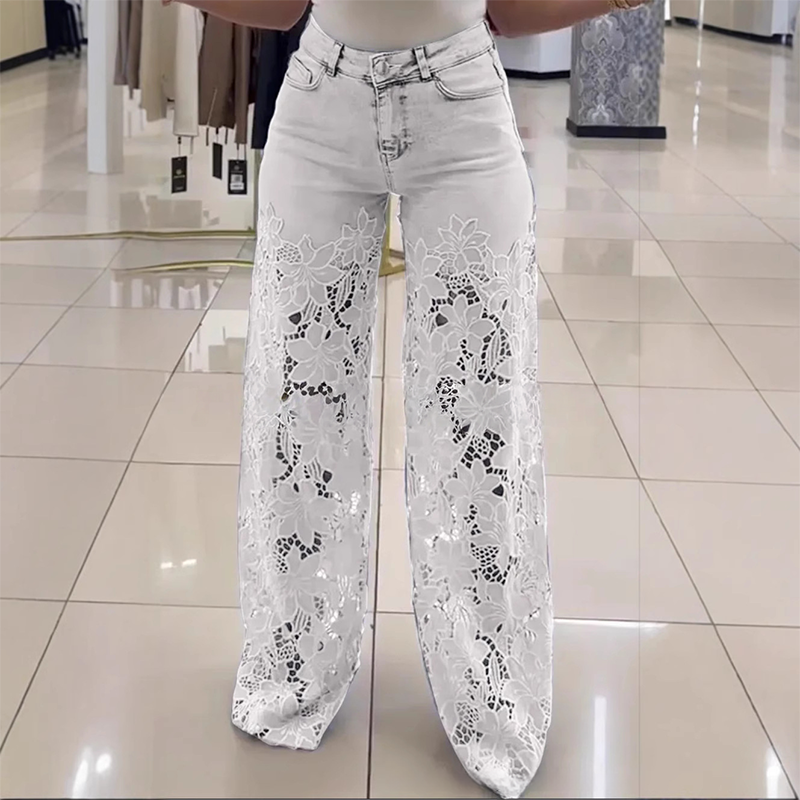 ⏳Time-limited Special⏰Fashion Lace Patchwork Denim Jeans