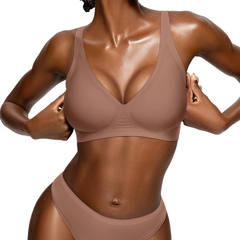 Womens Comfortable Wireless Bras Push Up Bralettes Seamless Tshirts Bras Deep V Everyday Bras
