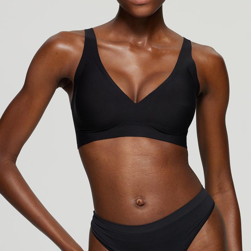 Womens Comfortable Wireless Bras Push Up Bralettes Seamless Tshirts Bras Deep V Everyday Bras