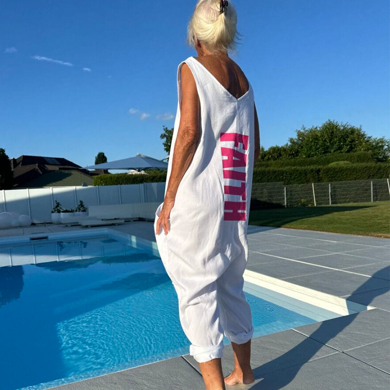 Women's Summer Loose V-Neck Sleeveless Jumpsuit