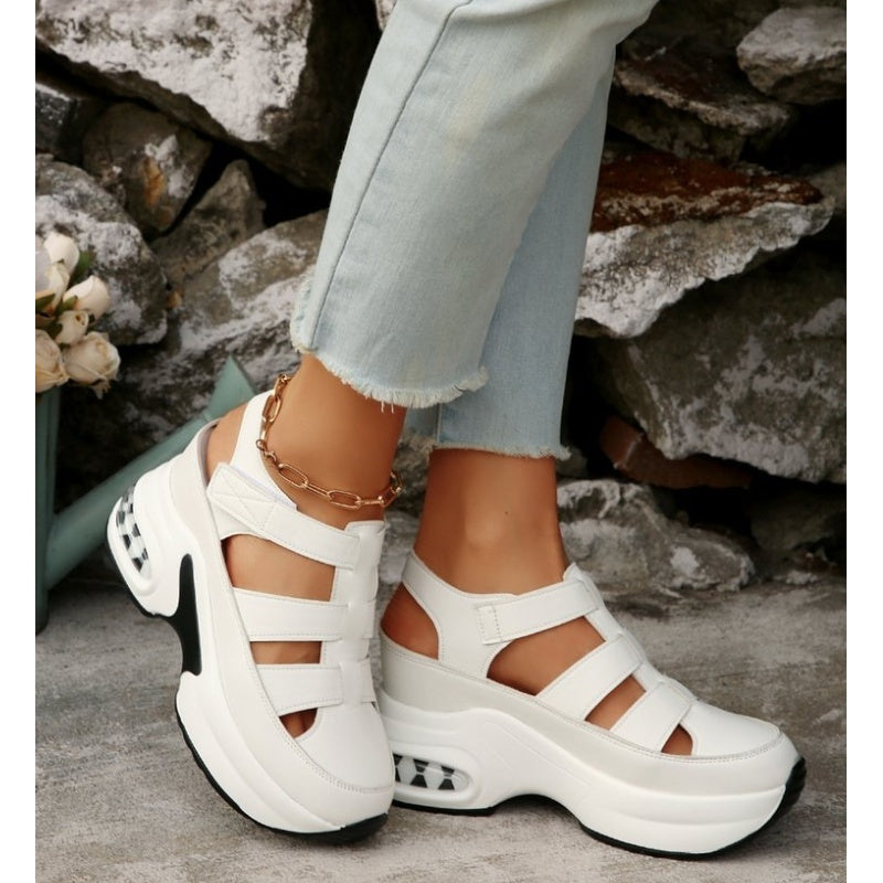 Women's Summer Closed-Toe Hook and Loop Sandals with Thick Sole