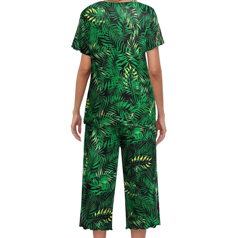 Damesgedrukte top- en broek slaapkleding set