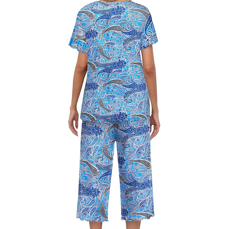 Damesgedrukte top- en broek slaapkleding set