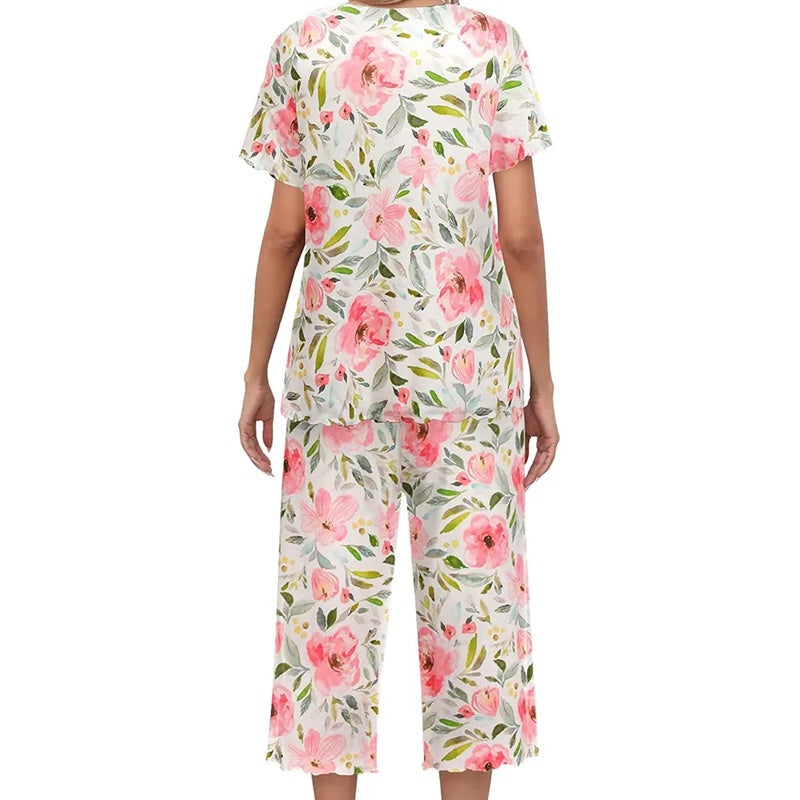 Damesgedrukte top- en broek slaapkleding set