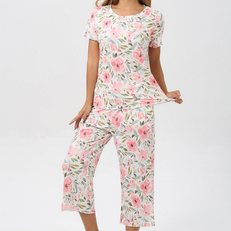 Damesgedrukte top- en broek slaapkleding set