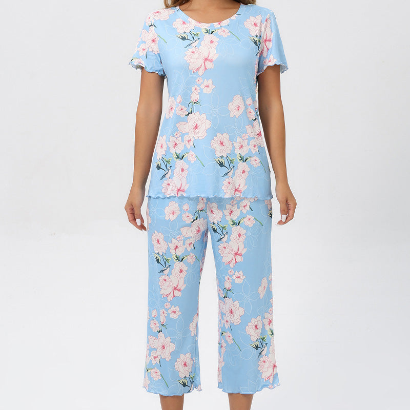 Damesgedrukte top- en broek slaapkleding set