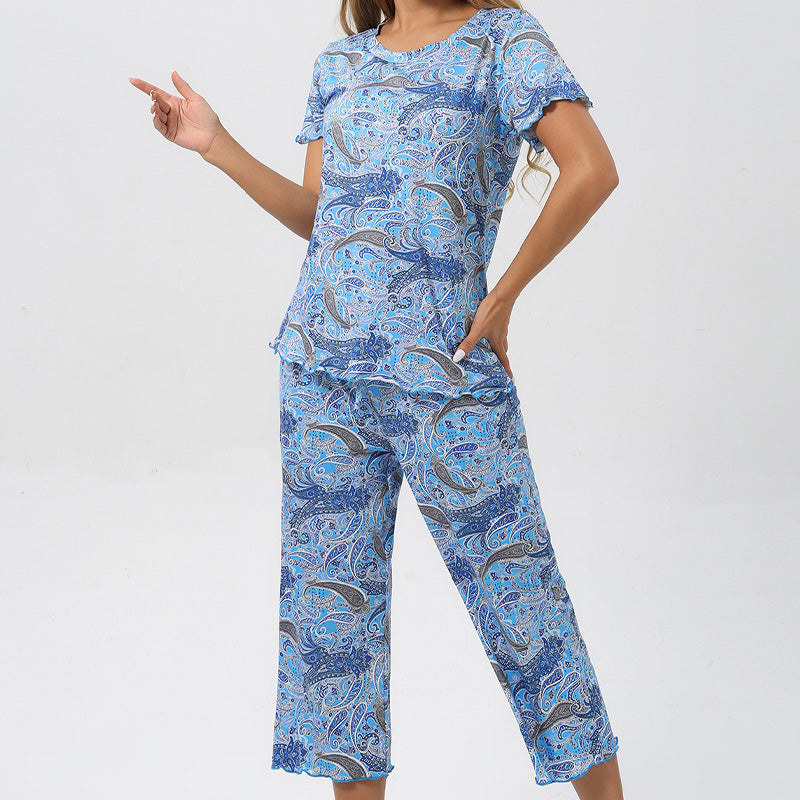 Damesgedrukte top- en broek slaapkleding set
