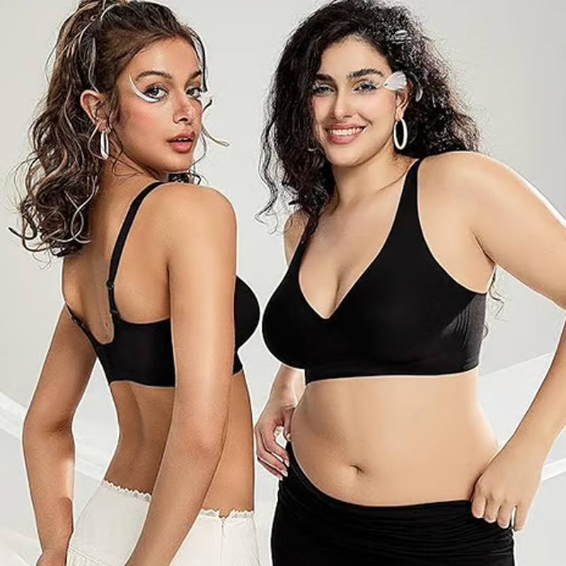 💜LAST DAY-50% OFF💜Jelly Wireless Womens Comfortable Wireless Bras Push Up Bralettes Seamless Tshirts Bras Deep V Everyday Bras