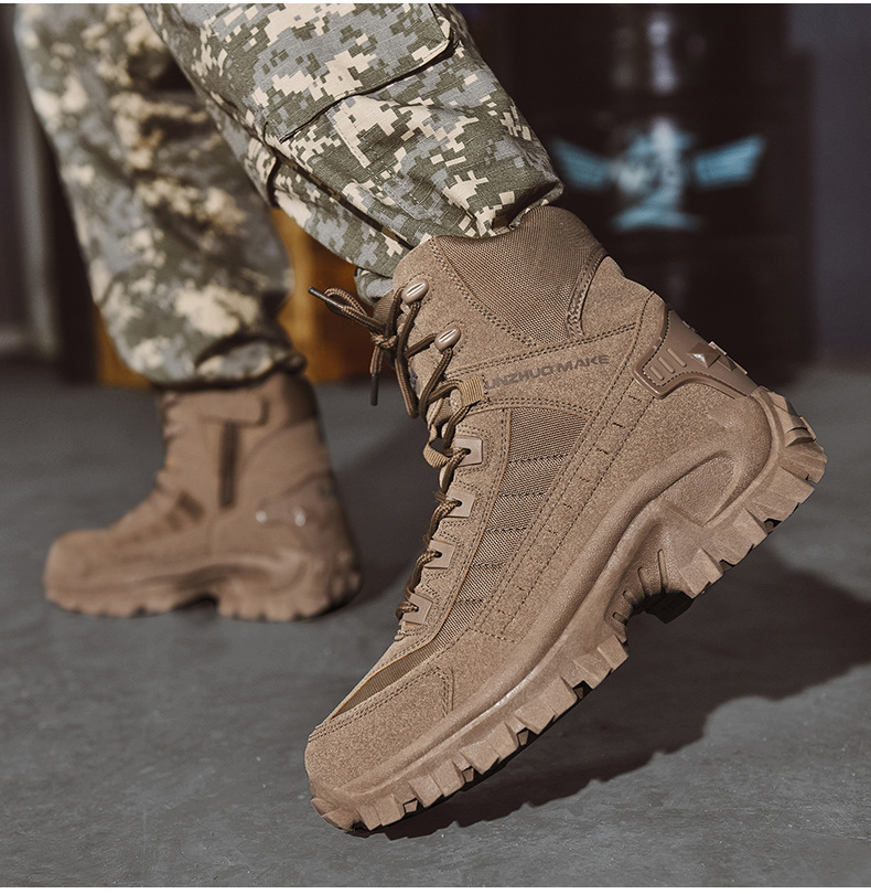 Men's Waterproof Outdoor Anti-Puncture Work Combat Boots Army Boots (Durability Upgrade) EU