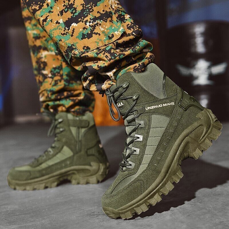 Men's Waterproof Outdoor Anti-Puncture Work Combat Boots Army Boots (Durability Upgrade) EU