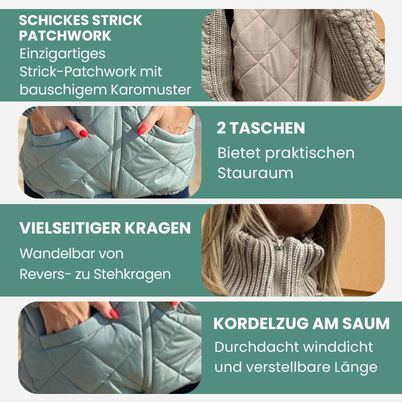📣2025 neue limitierte Auflage 50 % Rabatt🔥Gestrickte Patchwork-Pufferjacke für Damen