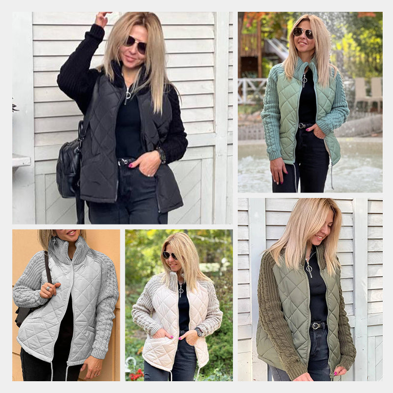 📣2025 neue limitierte Auflage 50 % Rabatt🔥Gestrickte Patchwork-Pufferjacke für Damen
