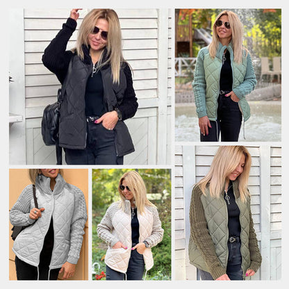 📣2025 neue limitierte Auflage 50 % Rabatt🔥Gestrickte Patchwork-Pufferjacke für Damen